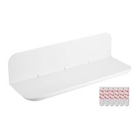 eLhook Stick On Small Wall Shelf | Made in USA | No Mess Strong Shelf with 3M Command Shelf Adhesives | Stick On Wall Shelves for Bedroom, Bathroom, Kitchen and Display Shelves for Wall | White Shelf