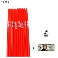 Donald Trump Straws Reusable Plastic Drinking Straws Pack of 10 (Bonus 1 Trump Dollar Bill)