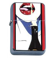 Sexy Woman Drinks Champagne Double-Sided Windproof Refillable Flip Top Oil Lighter with Tin Gift Box D-230