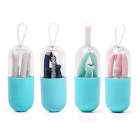 Collapsible Straws, 4 Pack Reusable Silicone Straws with Carrying Case, Portable Folding Drinking Straws with Cleaning Brush for Travel Home Office, BPA-Free