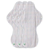 think ECO [ Promotion ] [Check Pattern 3p] Organic Reusable Cotton Pads, Menstrual Pads, Sanitary Napkins, Check Pattern, 3 Pads. (CP Night Pad)