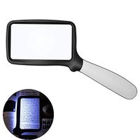 Rectangular Handheld Magnifier, Folding 2X Magnification Portable Magnifying Reading Wide Lens for Map Newspaper Book Glass Loupe with Adjustable 5 Illuminated Lighted Led