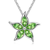 Fashion Womens Star Green Crystal Rhinestone Silver Chain Pendant Necklace ~пјЃпјЃ Prom Pretty Beautiful Cute For gift Simple Elegant Jewerly Fashionable