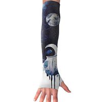 PINK CACTUS Astronaut Moon Balloon Sports Arm Sleeves with Thumb Holes Anti-uv Sun Protection Golf Driving Sports Arm Sun Sleeves Gloves for Women Men
