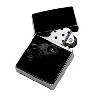 Black Lab Dog - Windproof Flip-Top Refillable Silver Lighter with tin Gift Box