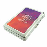 Right Path Not Easiest Em1 Hip Silver Cigarette Case With Built In Lighter 4.75" X 2.75" Id Holder Metal Wallet RFID Protection