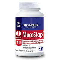 Enzymedica, MucoStop, Enzyme Supplement to Support Easy Breathing, Sinus and Mucus Relief, Vegan, 48 Capsules (24 Servings) (FFP)