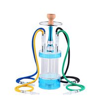 Mr. Hao Gatling Shisha Full Bar KTV Hookah Full Cigarette Butt Filter Large Sheesha with Light 4 Hose,Blue