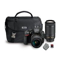 Nikon D5600 24MP DSLR Bundle, 18-55mm VR Lens, 70-300mm Lens, Camera Bag, 32GB