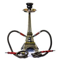 Atten Retro Iron-Style Hookah Suit, 2 People with 2 Pipes, Large Smoke Hookah with Ceramic Bowl, Coal Fixture, Suitable for KTV Bar