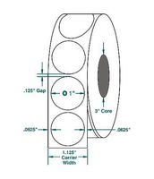 Compulabel 910056 Wafer Tab Seals, 1 Diameter White, 5,000 per Roll, Non-Perfed, 50,000 / Case