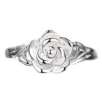 Slendima Exquisite Silver Plated Rose Flower Ring Women Fashion Party Engagement Jewelry Silver US 6