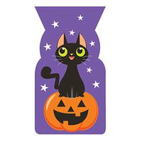 Creative Converting Black Cat Shaped Cello Bag,Purple,5" x 9"