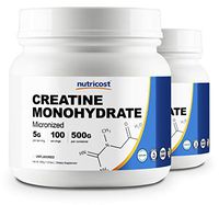 Nutricost Creatine Monohydrate 500G (2Pack) - 5000mg Per Serv, 500G and 200 Servings Each - Pure Creatine Monohydrate