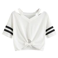 Womens Casual Short Sleeve T-Shirt,Women's Short Sleeve Tie Front Knot Casual Loose Fit Tee T-Shirt White