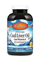 Carlson - Cod Liver Oil Gems, Low Vitamin A, 230 mg Omega-3s, Promotes Heart, Brain, Vision & Joint Health, Lemon, 150 Soft Gels