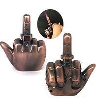 New Talking Shooting Middle Finger Refillable Lighter Adjustable Jet Torch Flame (Bronze)