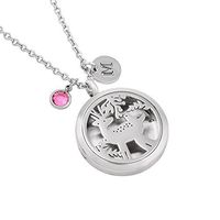 constantlife DIY Birthstone Letters Elk Essential Oil Differser Lockets Necklace Stainless Steel Fragarancy Perfume Locket