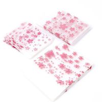 PAFUWEI 300 Pcs Cherry Blossoms Self Adhesive Bags Clear Resealable Cellophane Bags Candy Cookie Bakery Decorating Wrappers Cello Bags Roasting Gift DIY Biscuit Self Seal Bags for Parties, Wedding
