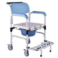 Lightweight bath anti-skid independent flow assist Aluminum Alloy Commode Chair With Wheels, Elderly, Pregnant Women Shower seat, Leather Stool Surface Stool with pulley Suitable for the elderly, preg