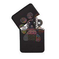Puppy Dog Paw Patchwork Black Flip-Top Refillable Lighter