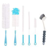 6Pcs Bottle Cleaning Brush Set-Long Handle Water Bottle Cleaner Brush for Washing Wine Decanter,Beer bottle,Baby Bottles,Include Sports Water Bottles|Straw Brush|Kettle Spout|Lid Brush|Thermos(Blue)