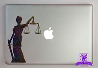 Overly Attached Decals Lady Justice Specialty Vinyl Decal Sized to Fit A 13" Laptop - Galaxy Metal Flake