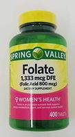 Spring Valley Folate Acid 800 mcg, 400 Tablets (1)