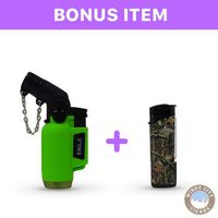 Angle Neon Eagle Jet Flame Butane Torch Lighter Refillable Windproof (Green) & Bonus Lighter