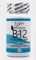 Lexor Labs Methylcobalamin B12, B6 & Folic Acid Quick Dissolve Tablets 10, 000 Mcg, 30Count - Vitamin B Supplements - Supports Brain Cells & Nerve Tissues