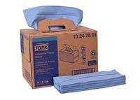 Tork 13247501 Industrial Paper Wiper, Handy Box, 4-Ply, 12.8" Width x 16.5" Length, Blue (Case of 1 Box, 180 Towels)