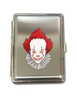 We All Float Down Here Horror Movie Clown - Metal Kings Size Cigarette Case Holder Brushed Chrome Slim 16 Cigs Design Spring - Birthday, Bachelor, Party, Weddings, Gift
