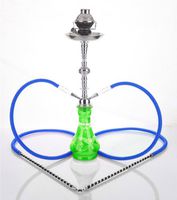 2 hose 23" Yalla Green Hookah Shisha Nargila water glass vase pipes smoke sale