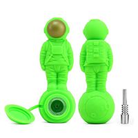 3 in 1 Silicone Honey Straw Astronauts Landing Moon Design 4.9”, Green