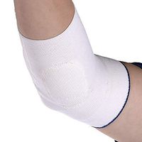 Active Pro VP Elbow Brace Sleeve Support, Visco Pad Inserts Stabilize Elbow Joint, Ideal for Tennis Elbow, Golfers Elbow, Tendonitis, Arthritis, Elbow Sprains (White with Blue, M [9" - 9.75"])