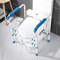 Clip-On Adjustable Toilet Safety Rails Chair for Elderly Disabled Bathroom, Bath Aluminum Alloy Non-Slip Assist Grab Bars