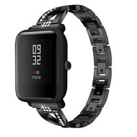 Lyperkin Compatible with Amazfit Bip Band,Huami Amazfit Bip Bands Metal Crystal Watch Strap Wrist Band Watchband Replacement Wristband Bracelet Compatible wtih Xiaomi Huami Amazfit Bip Youth Watch