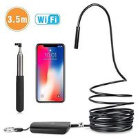 DBPOWER 2MP HD WiFi Endoscope 3.5M/11.5ft Semi-Rigid Cable 6 Adjustable Led IP67 Waterproof WiFi Borescope Inspection Snake Camera with Telescoping Handle for Android, iPhone, iPad, Samsung&Tablet