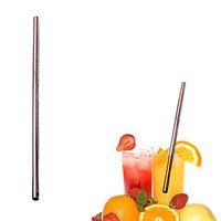 Stainless Steel Staws,Sikye 6mm Diameter Metal Drinking Reusable Straws Bent/Straight Washable Lenth 21.5cm (Rose Gold (Straight))