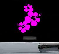 Cute hibiscus flowers Vinyl Decal Sticker (HOT PINK)