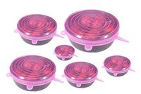 6PCS Silicone Stretch Lids Universal Silicone Food Wrap Bowl Pot Lid Silicone Cover Pan Cooking Kitchen Accessories (Pink)