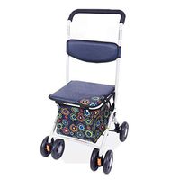 Standard Walkers Walker Old Shopping Cart Elderly Trolley Grocery Shopping Aid Portable Four-Wheeled Vehicle Can Sit Folding Rehabilitation Trainer (Color : B, Size : 475090cm)