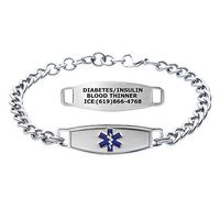 Divoti Custom Engraved Surgical Stainless Stylish Medical Alert Bracelet-Blue