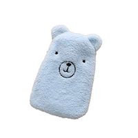 Hot Water Bottle with Cover, 350ml Portable Cute Cartoon Bear Mini Hot Water Bottle Bag Pocket Winter Warm Pouch Blue