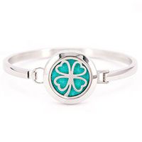 Mesinya Girls Boys 1''(25mm) Clover Aromatherapy /316L s.steel Essential Oils Diffuser Locket bracelet bangle (Style 2)