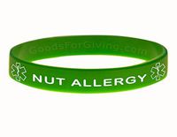 Nut Allergy ID Bracelet Wristband - Green - 8 Inches - Standard