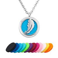CoolJewelry Essential Oil Diffuser Necklace Feather Aromatherapy Pendant Magnetic Perfume Stainless Steel Jewelry