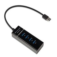 Portable Universal USB 3.0 -SuperSpeed 4 Ports Hub with LED Light Ultra Slim Splitter Adapter Cable for PC,Computer,Notebook,USB Flash Drives and Other Devices - Black