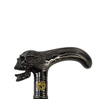 Treasure Gurus Screaming Skull Flame Head Cane T Style Hanlde 2 Pc Metal Shaft Travel Walking Stick