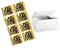 CakeSupplyShop 12pk 4 x 4 x 2" White Gift Candy & Party Favor Boxes with Best Day Ever Stickers for Wedding Birthdays Graduations Baby Showers